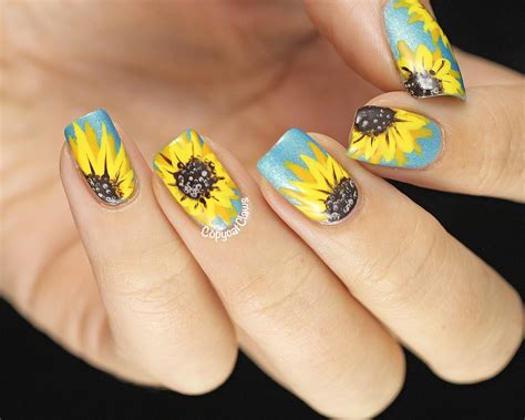 yellow sunflower nail design|sunflower nail art images.